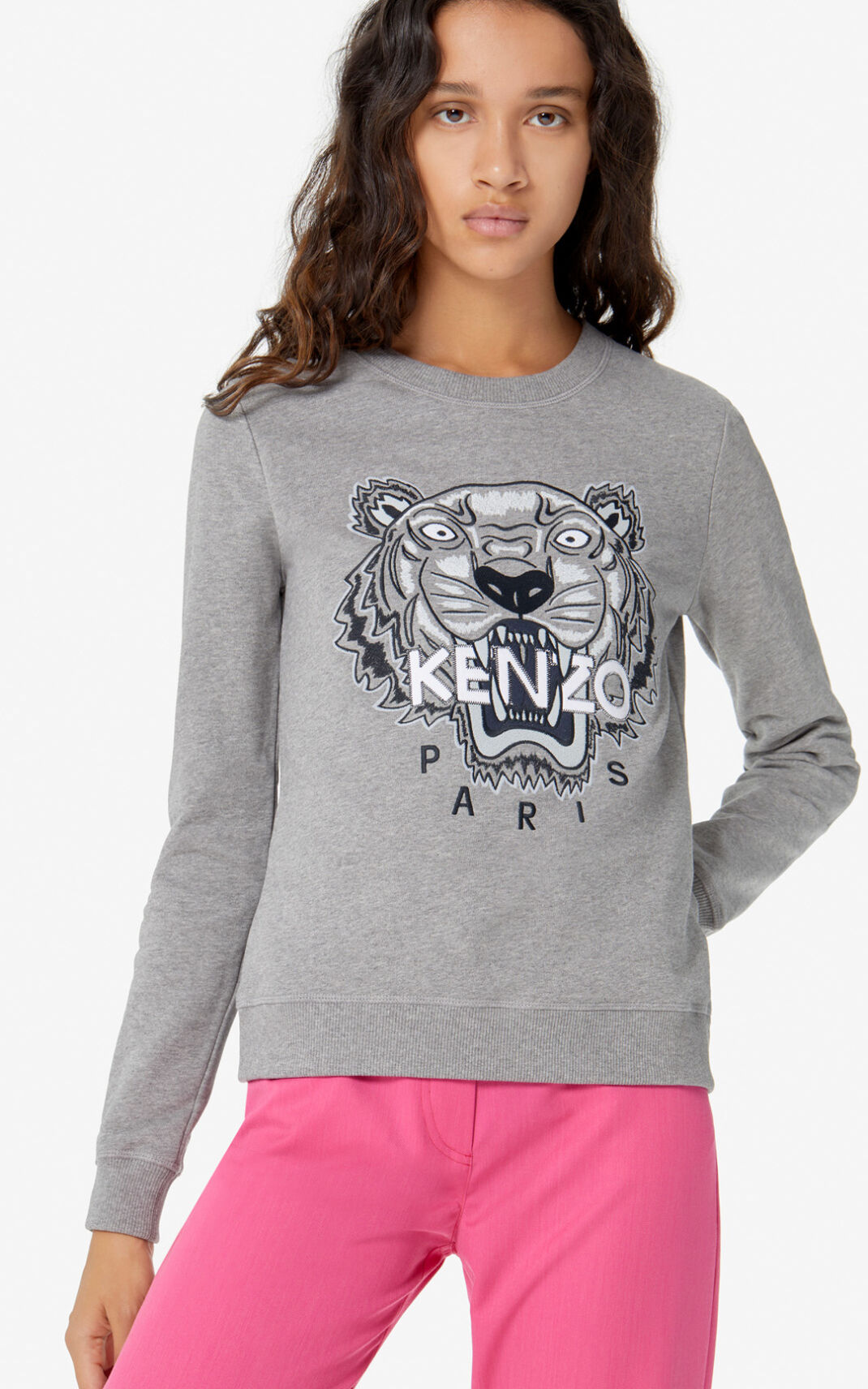 Kenzo Tiger Sweatshirt Grey For Womens 4391XGEIB